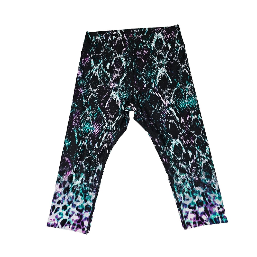 Fila Active Tie Dye Snake Print High Rise Leggings Pull On Black Women's Size XL